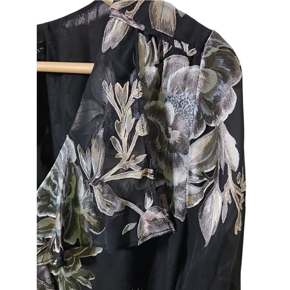 White House Black Market Silk-Blend Floral Burnout Blouse - Sz Med - Picture 11 of 14